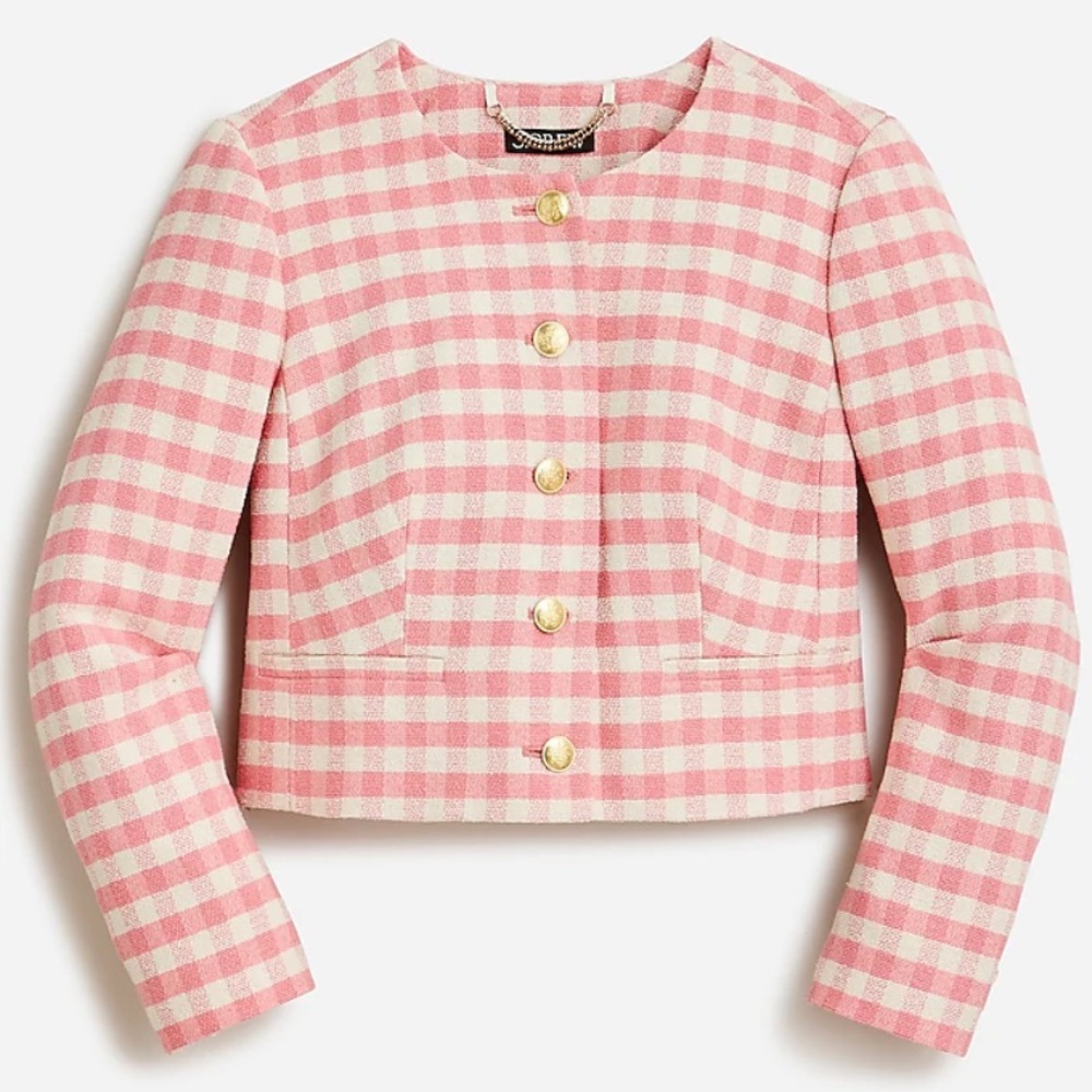 J. Crew Louisa lady jacket in gingham terry tweed